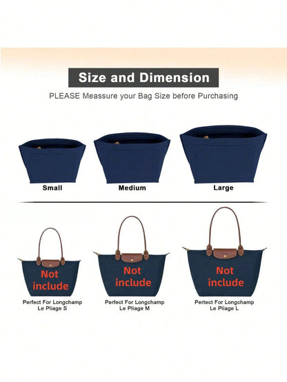 Tote Bag Organizer Insert, Felt Handbag Organizer With Multiple Pockets, Zipper Pouch, Bag In Bag
