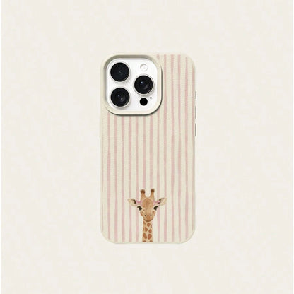 TPU Cute White Pink Striped Element Fashion Phone Case 1pc Pink White Vertical Striped Cute Bowknot Element TPU Material Cute Bowknot Giraffe Striped Pattern Phone Case Compatible With Iphone 17 Pro M