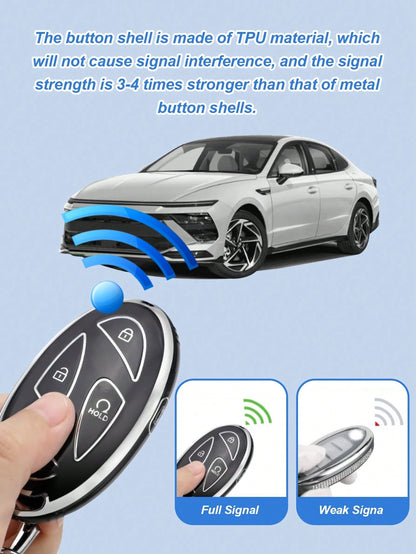 TPU Key Fob Protective Case For Ioniq 6 And 2024 Sonata- Premium Metal Frame Protection, Soft Touch- Available In Black, Premium Gold Frame Car Key Holder, Soft Protection, Fits 5/7 Button Remote Ke