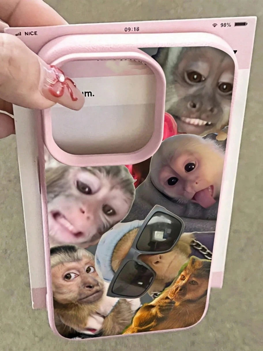 TPU Ugly-Cute Funny Fashion Phone Case 1pc Monkey Graphic Pattern Matte Textured Thick Shockproof TPU Phone Case, Compatible With Iphone 17 16 15 14 13 12 11 Pro Max/Plus/7/8/Air, Elegant Gift Birthda