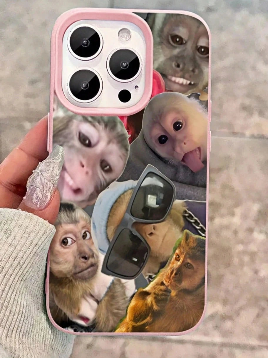 TPU Ugly-Cute Funny Fashion Phone Case 1pc Monkey Graphic Pattern Matte Textured Thick Shockproof TPU Phone Case, Compatible With Iphone 17 16 15 14 13 12 11 Pro Max/Plus/7/8/Air, Elegant Gift Birthda