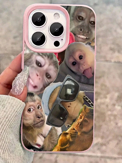 TPU Ugly-Cute Funny Fashion Phone Case 1pc Monkey Graphic Pattern Matte Textured Thick Shockproof TPU Phone Case, Compatible With Iphone 17 16 15 14 13 12 11 Pro Max/Plus/7/8/Air, Elegant Gift Birthda