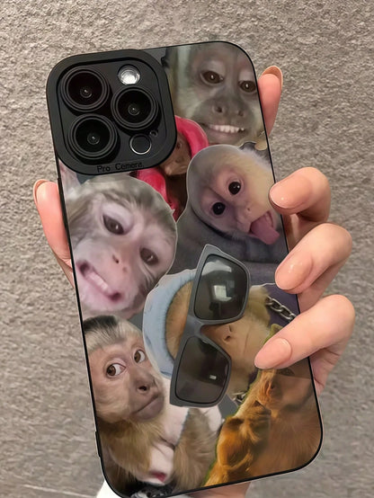 TPU Ugly-Cute Funny Fashion Phone Case 1pc Monkey Graphic Pattern Matte Textured Thick Shockproof TPU Phone Case, Compatible With Iphone 17 16 15 14 13 12 11 Pro Max/Plus/7/8/Air, Elegant Gift Birthda