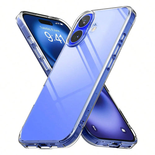 Transparent Blue TPU Screen Protection 1pc Soft TPU Phone Case Compatible With Apple 17/17Pro/17ProMax/17Air/16 16 Pro 16 Plus 16 Pro Max/16e/ 15ProMax/ 15Plus 14 13 12 11 Shock-Absorbing Bumper Pro