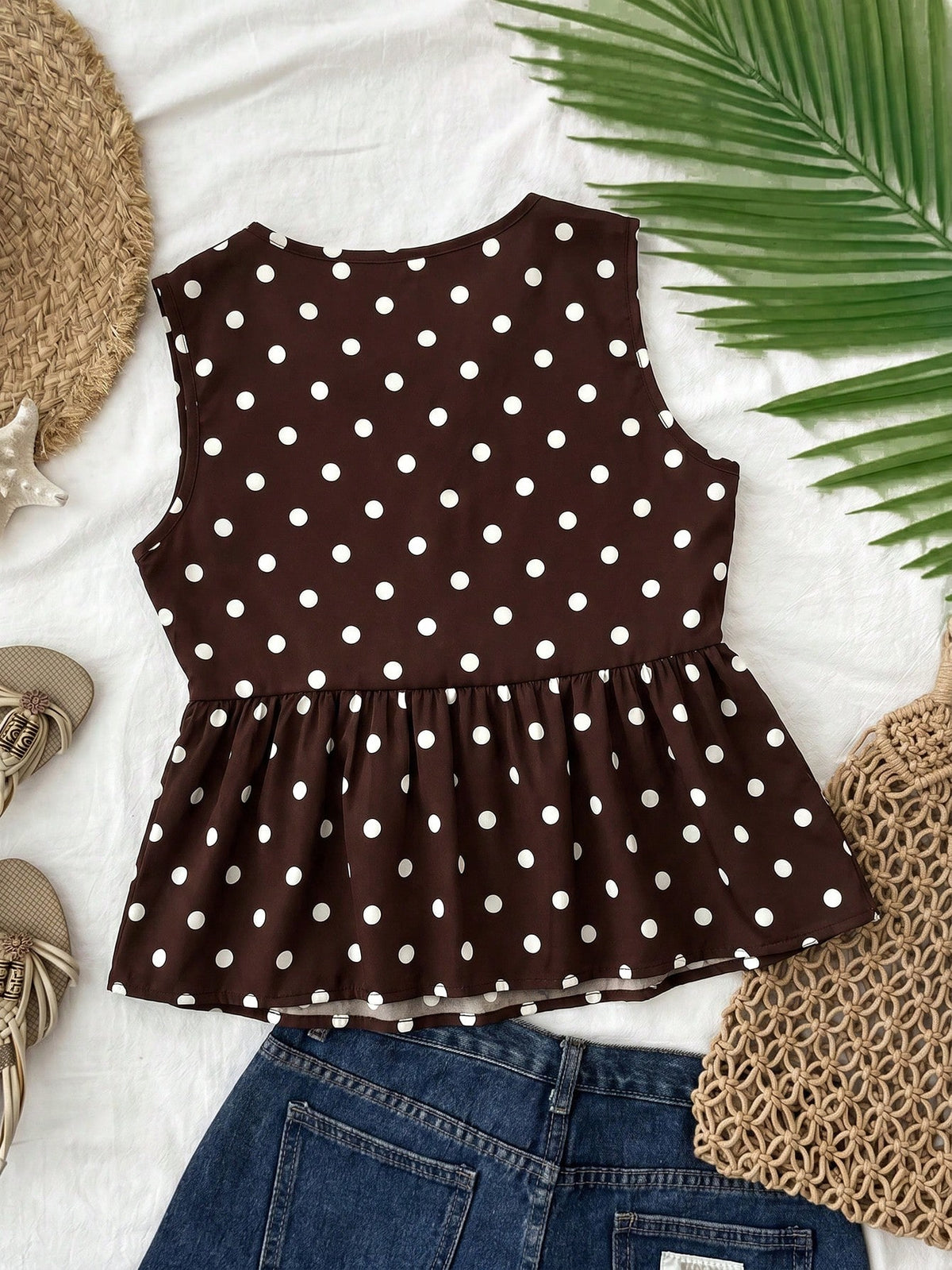 Travachic Women's Printed Chiffon Camisole For Spring/Summer Vacation Polka Dot Top,Summer Top