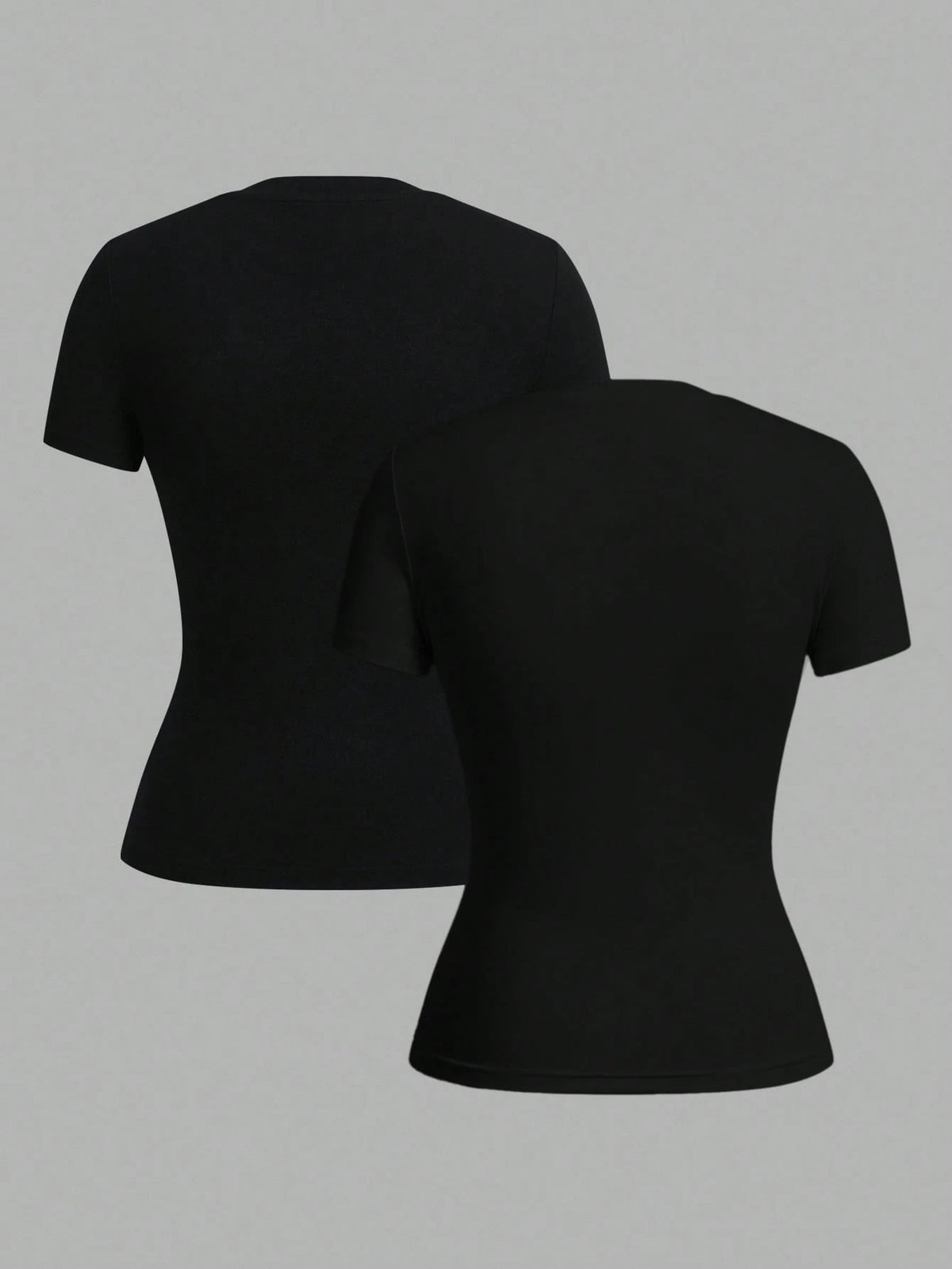 Tseoso 2pcs Black Short Sleeve T-Shirt Set, Casual & Simple, Suitable For Autumn, Winter, Spring & Summer, 95% Cotton, Versatile
