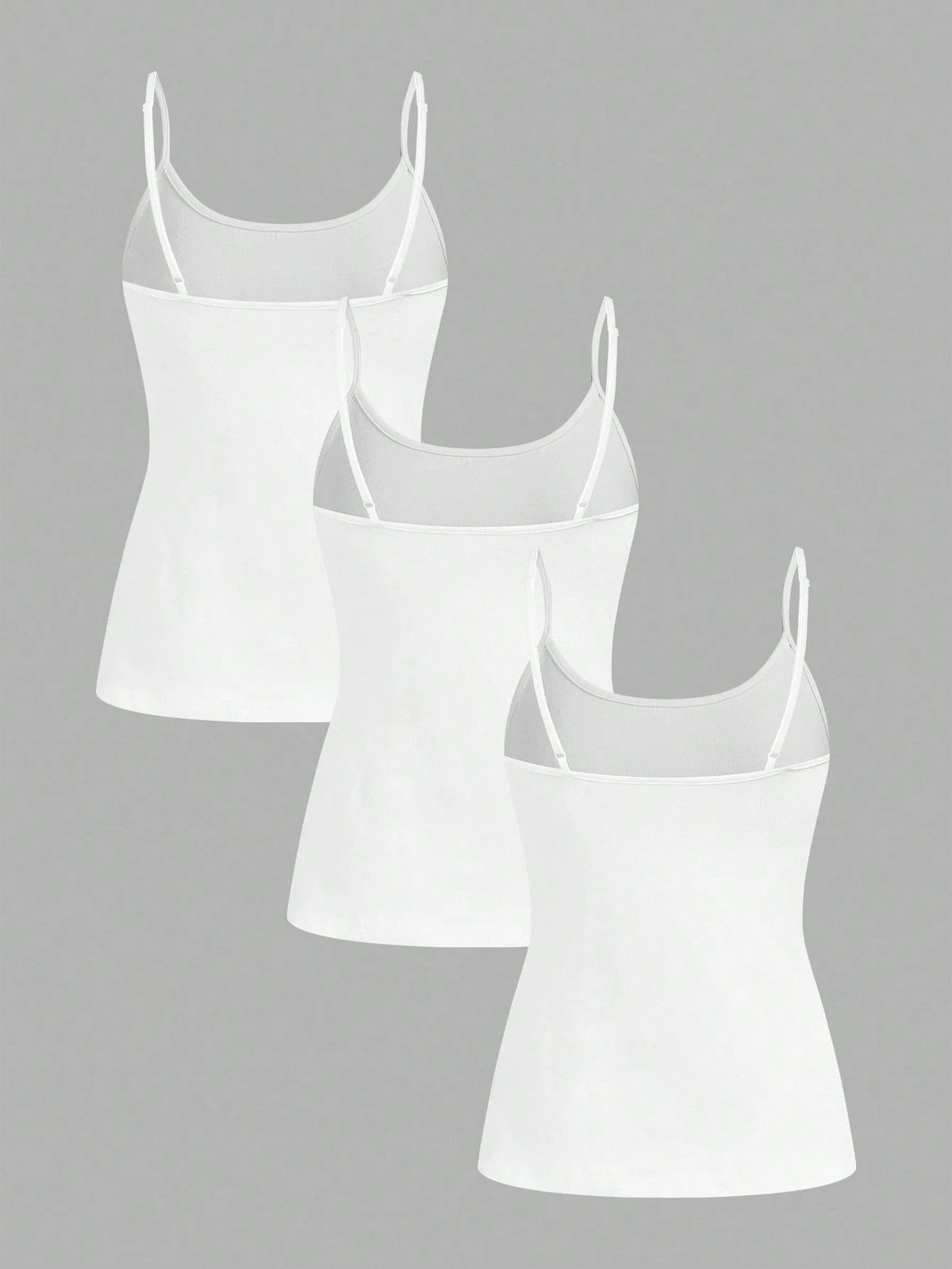 Tseoso 3pcs Casual Minimalist White Pure Cotton Camisole Fitted Tank Top, Suitable For Spring And Summer, Versatile Style