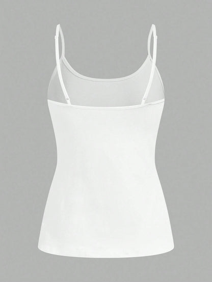 Tseoso 3pcs Casual Minimalist White Pure Cotton Camisole Fitted Tank Top, Suitable For Spring And Summer, Versatile Style