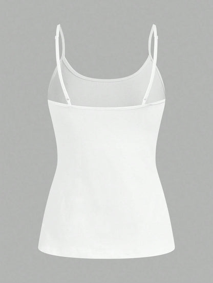 Tseoso 3pcs Casual Minimalist White Pure Cotton Camisole Fitted Tank Top, Suitable For Spring And Summer, Versatile Style