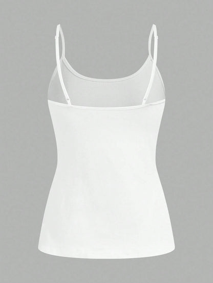 Tseoso 3pcs Casual Minimalist White Pure Cotton Camisole Fitted Tank Top, Suitable For Spring And Summer, Versatile Style