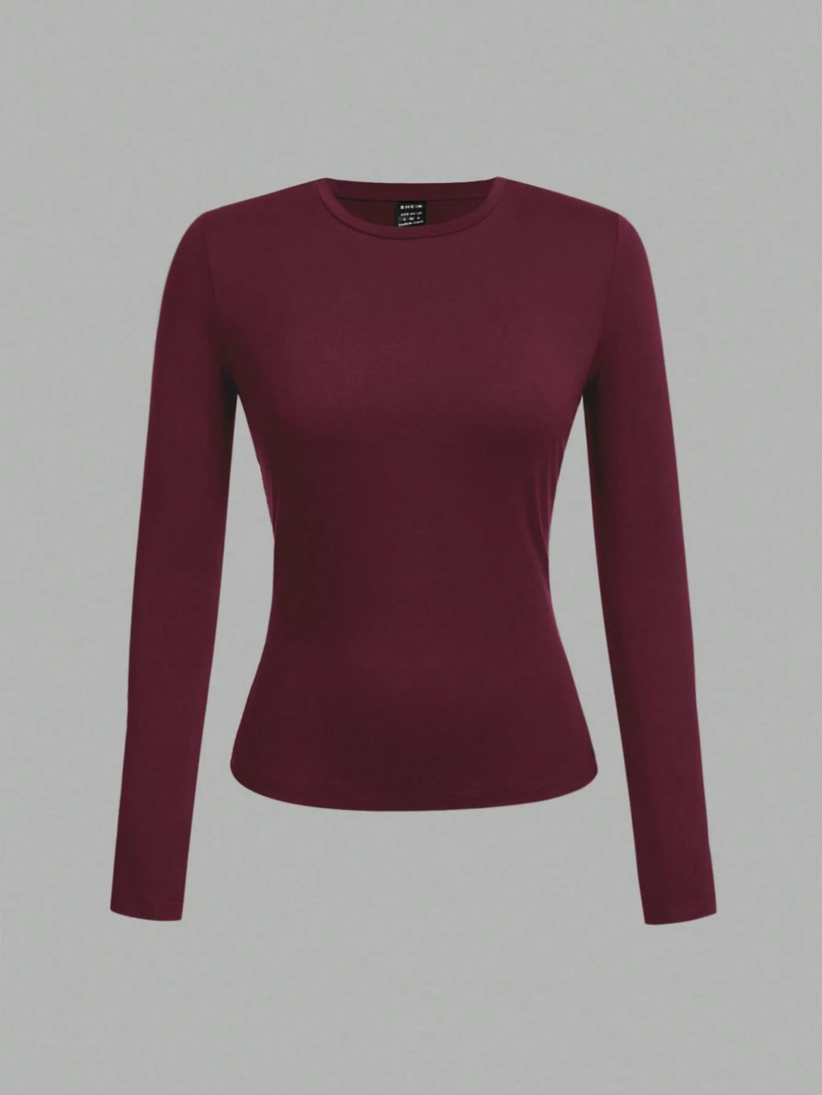 Tseoso 3pcs Women's Crew Neck Casual Fitted Long Sleeve T-Shirt Set, 95% Cotton, Black/Burgundy/Red