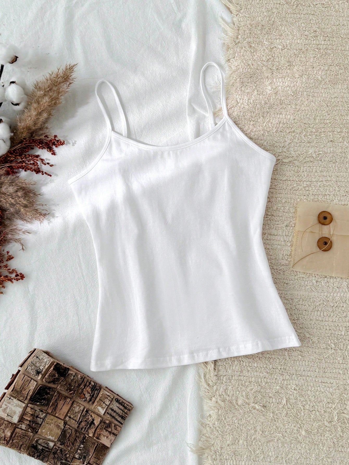 Tseoso 95% Cotton,Casual Slim-Fit Women's Camisole Tops,White Summer Basics Everyday,Vintage Softgirl Home Back To School Fall Clothes,Versatile Sports Club