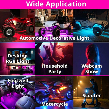 Tutu Car Led Light Set Of 2 Rechargeable RGB Car Footwell Lights Wireless Remote Control LED Accent Lamps 8 Colors 10 Modes No Wiring Waterproof Under Dash Front Seat Floor Glow For Compact Car Sedan