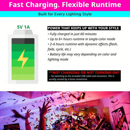 Tutu Car Led Light Set Of 2 Rechargeable RGB Car Footwell Lights Wireless Remote Control LED Accent Lamps 8 Colors 10 Modes No Wiring Waterproof Under Dash Front Seat Floor Glow For Compact Car Sedan