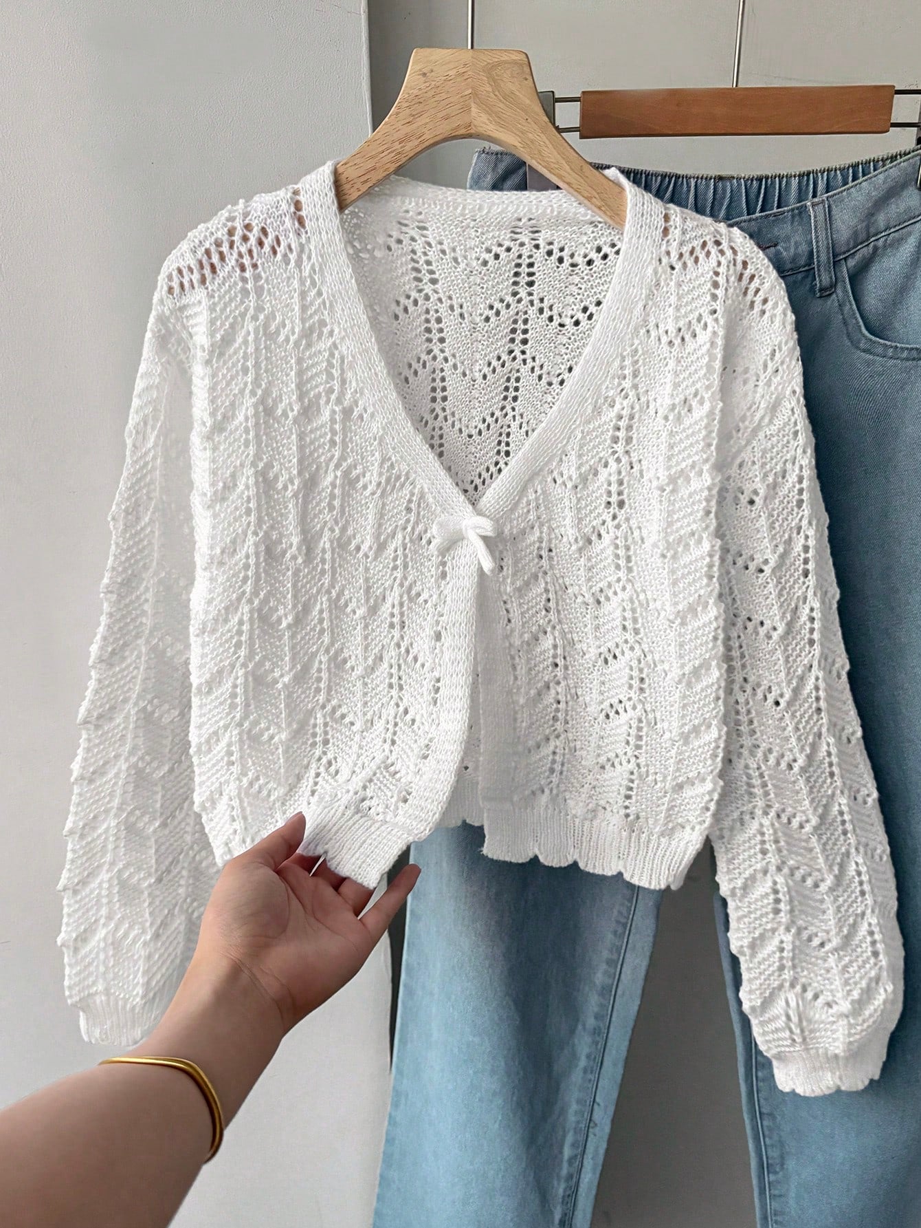 Tween Girl Tween Girl Hollow Knit Autumn Cardigan, Suitable For Home, Casual Outings, Beach Vacation, Parties And More, Comfortable Versatile Soft