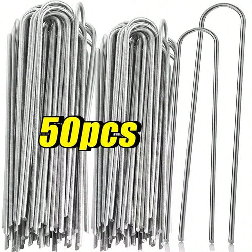 U-Shaped Garden Stakes Heavy Duty Fence Posts Sod Staples Galvanized Landscape Nails For Securing Lawn Barriers Ground Pins