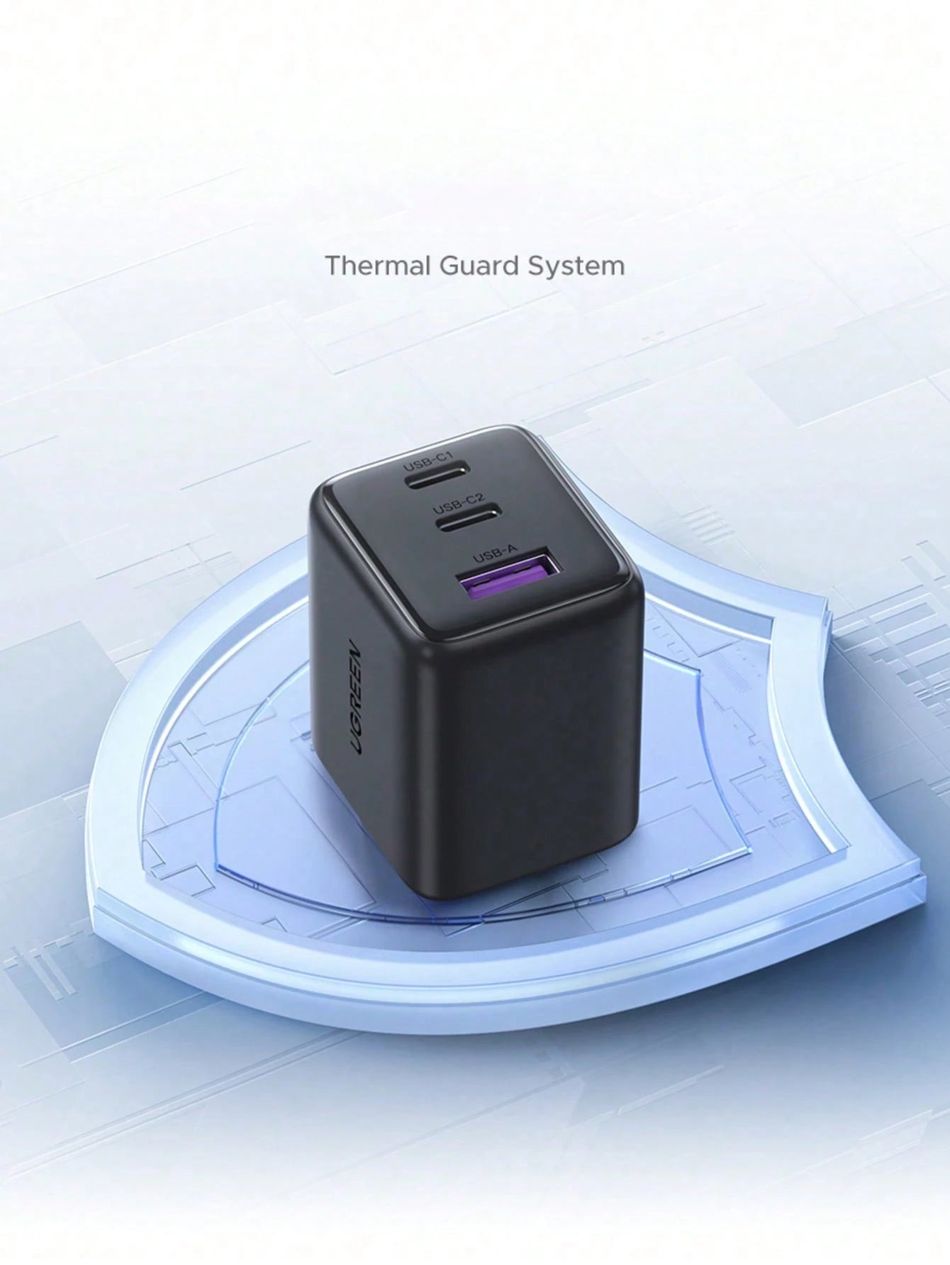 UGREEN 30W GaN PD Multi-Port Type-C USB-A Fast Charger, Compatible With IPhone 16/15/14 Pro Max, Suitable For Travel, Office, Dorm And Home Use, Supports GaN Fast Charging, High Output Power