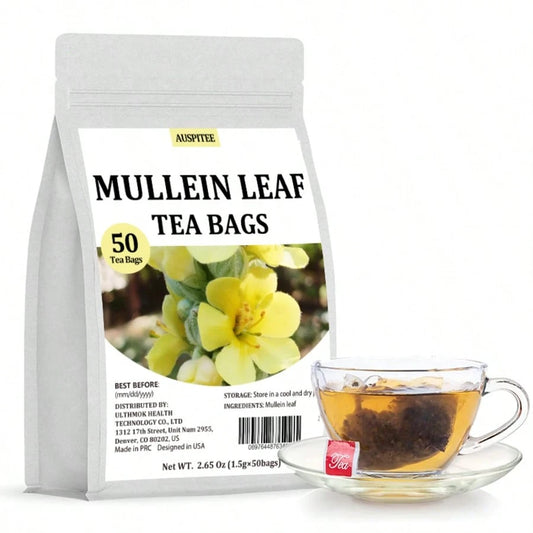 ULTHMOK 50Bags Mullein Leaf Tea Bags Pure Mullein Leaves For Lungs Cleanse No Additives Caffeine Free