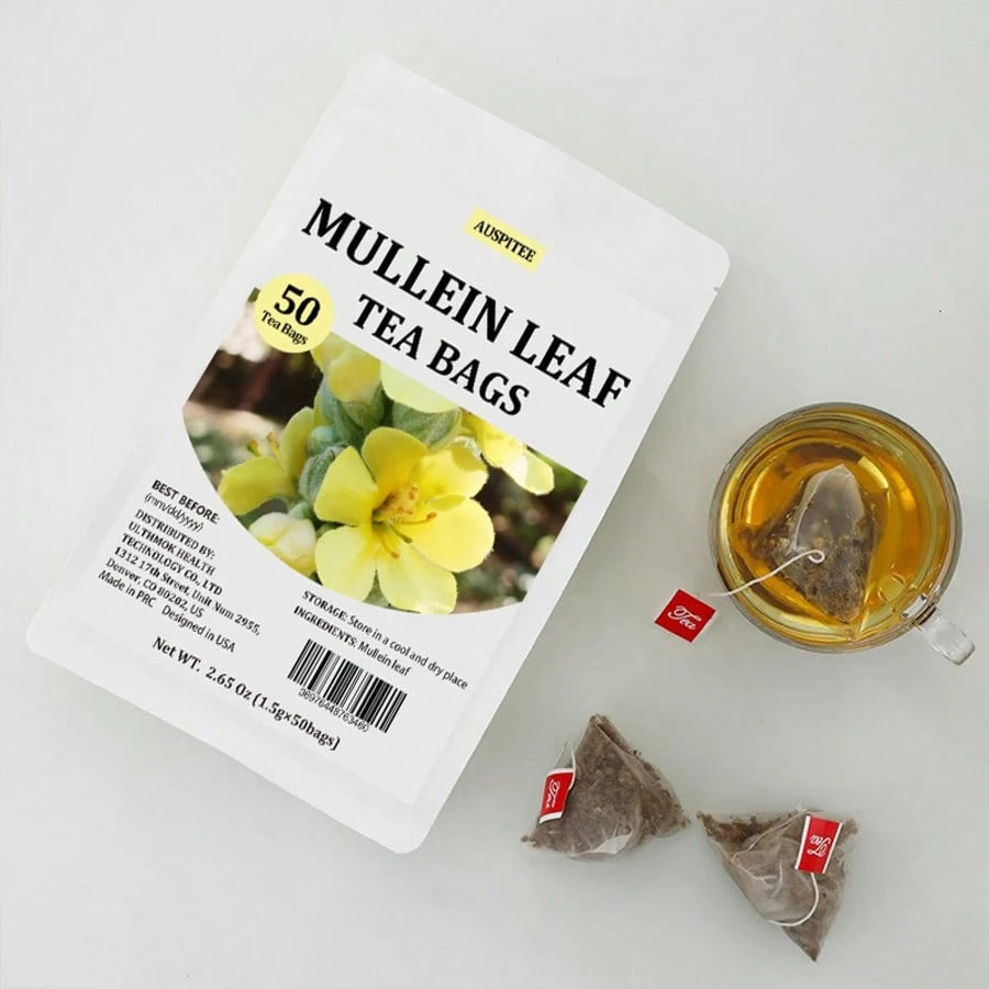 ULTHMOK 50Bags Mullein Leaf Tea Bags Pure Mullein Leaves For Lungs Cleanse No Additives Caffeine Free