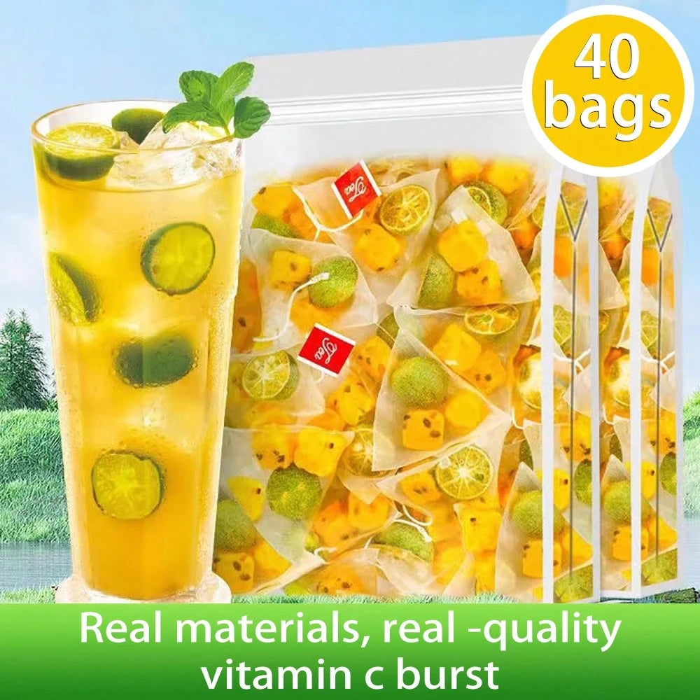 ULTHMOK Green Orange, Kumquat And Passion Fruit Tea, 7.05 Oz (5g * 40 Bags) Mixed Fruit Tea, Sweet And Sour, Afternoon Tea, Caffeine-Free.