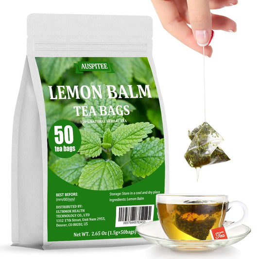 ULTHMOK Lemon Balm Tea Bags 1.5g*50bags Pure Lemon Balm Leaves Herbal Tea Pure Natural
