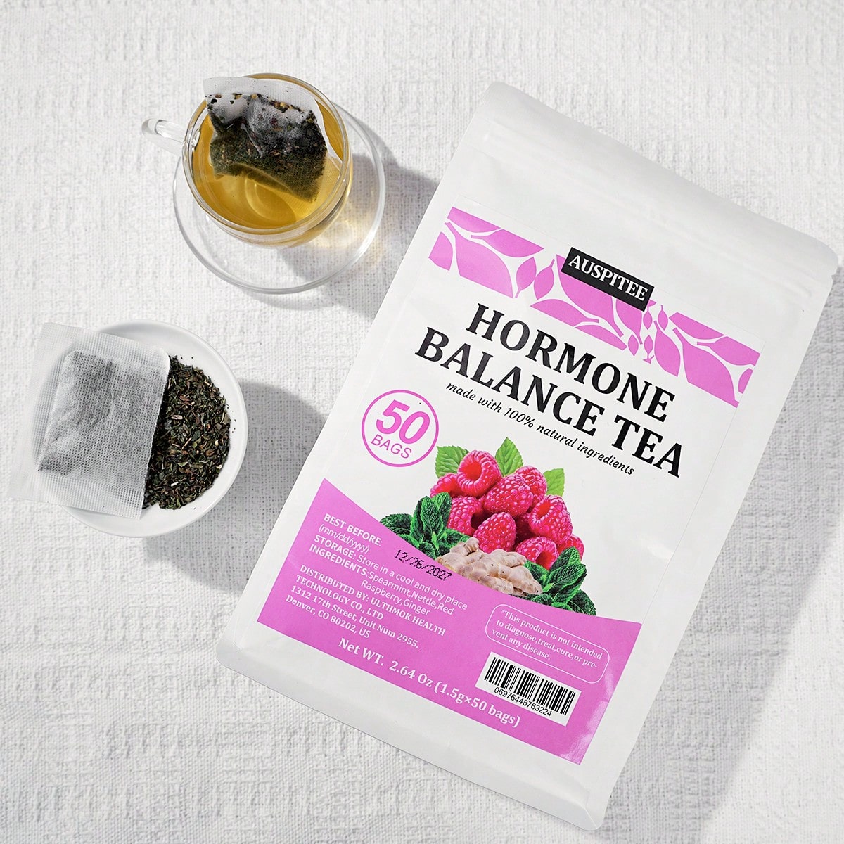 ULTHMOK Restore Hormone Balance Herbal Tea 2.64 Oz (1.5g X 50 Packets)- Natural Menstrual Cycle Support, Spearmint Flavor, Tea For Women, No Additives Or Caffeine