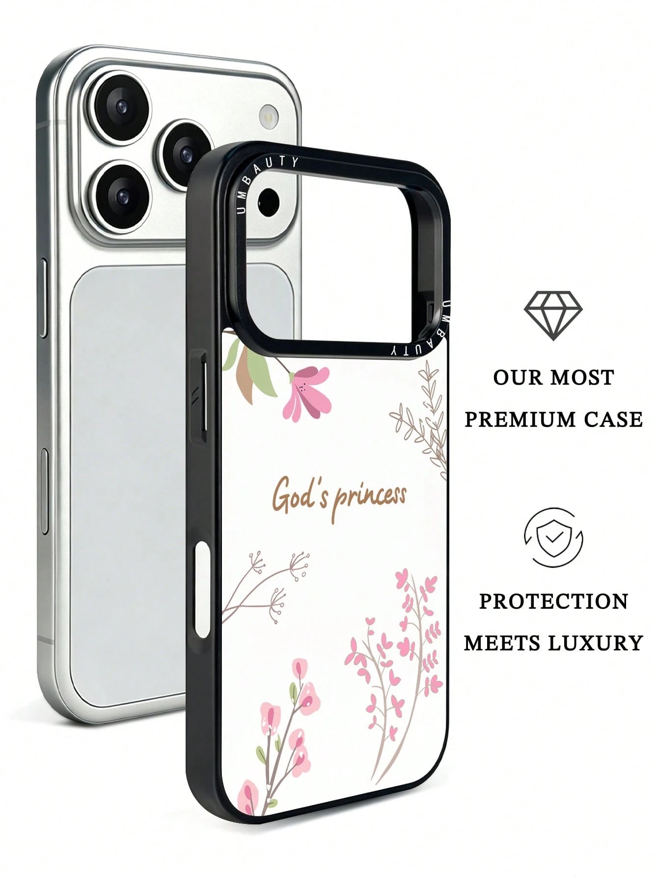 UMBAUTY 1pc Floral Branch & Leaf Pattern Design Phone Case, Compatible With Phone 17 Pro Max, 16 Pro Max, 15 Pro Max, 14 Pro Max, 11/12/13/14/15/17 Pro Max Plus, Korean Style High-End Fashion Fun Eleg