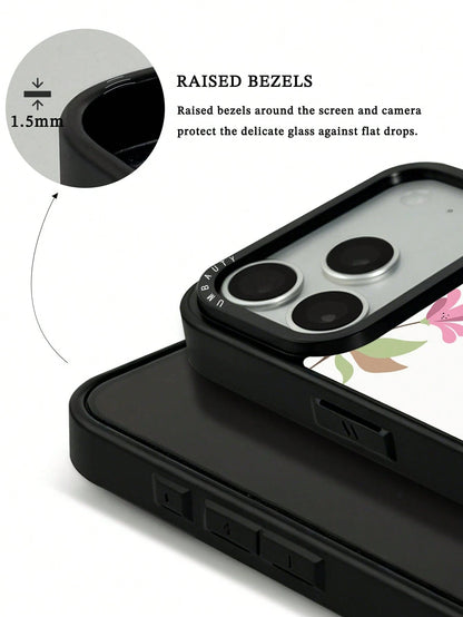 UMBAUTY 1pc Floral Branch & Leaf Pattern Design Phone Case, Compatible With Phone 17 Pro Max, 16 Pro Max, 15 Pro Max, 14 Pro Max, 11/12/13/14/15/17 Pro Max Plus, Korean Style High-End Fashion Fun Eleg