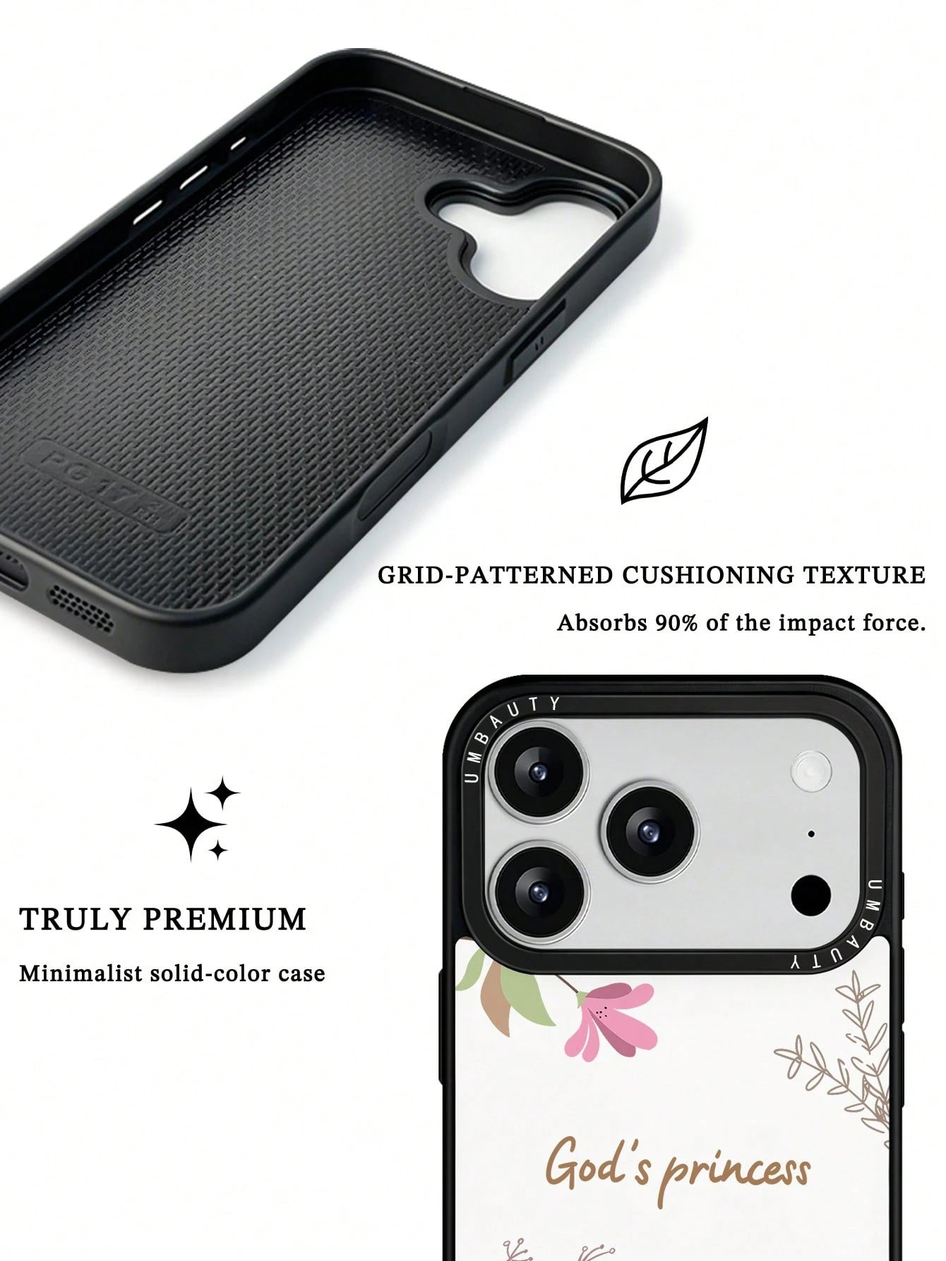 UMBAUTY 1pc Floral Branch & Leaf Pattern Design Phone Case, Compatible With Phone 17 Pro Max, 16 Pro Max, 15 Pro Max, 14 Pro Max, 11/12/13/14/15/17 Pro Max Plus, Korean Style High-End Fashion Fun Eleg