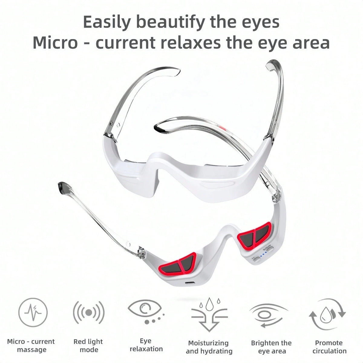 Under Eye Red Light Therapy Device, Red Light Therapy Glasses For Eyes, Light-Weight Eye Massager For Reducing Dark Circles And Puffiness, Smoothing Fine Lines, Relieving Eye Fatigue