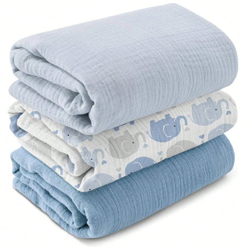 Unisex Baby Muslin Swaddle Blanket, Soft Absorbent Drool Bibs, Multi-Functional Blanket Can Be Used As Burp Cloth, Bib, Diaper, Stroller And Car Seat Cover, Suitable For Baby Boys And Girls, Breathabl