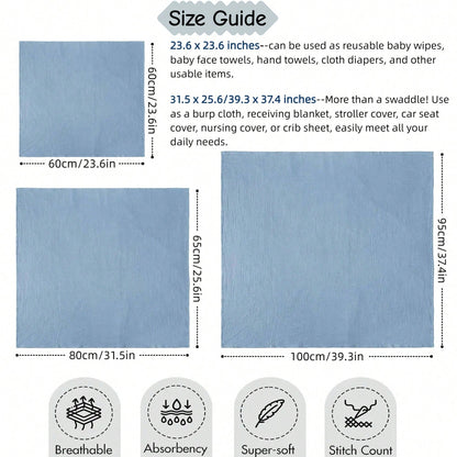 Unisex Baby Muslin Swaddle Blanket, Soft Absorbent Drool Bibs, Multi-Functional Blanket Can Be Used As Burp Cloth, Bib, Diaper, Stroller And Car Seat Cover, Suitable For Baby Boys And Girls, Breathabl