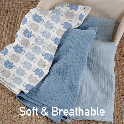 Unisex Baby Muslin Swaddle Blanket, Soft Absorbent Drool Bibs, Multi-Functional Blanket Can Be Used As Burp Cloth, Bib, Diaper, Stroller And Car Seat Cover, Suitable For Baby Boys And Girls, Breathabl