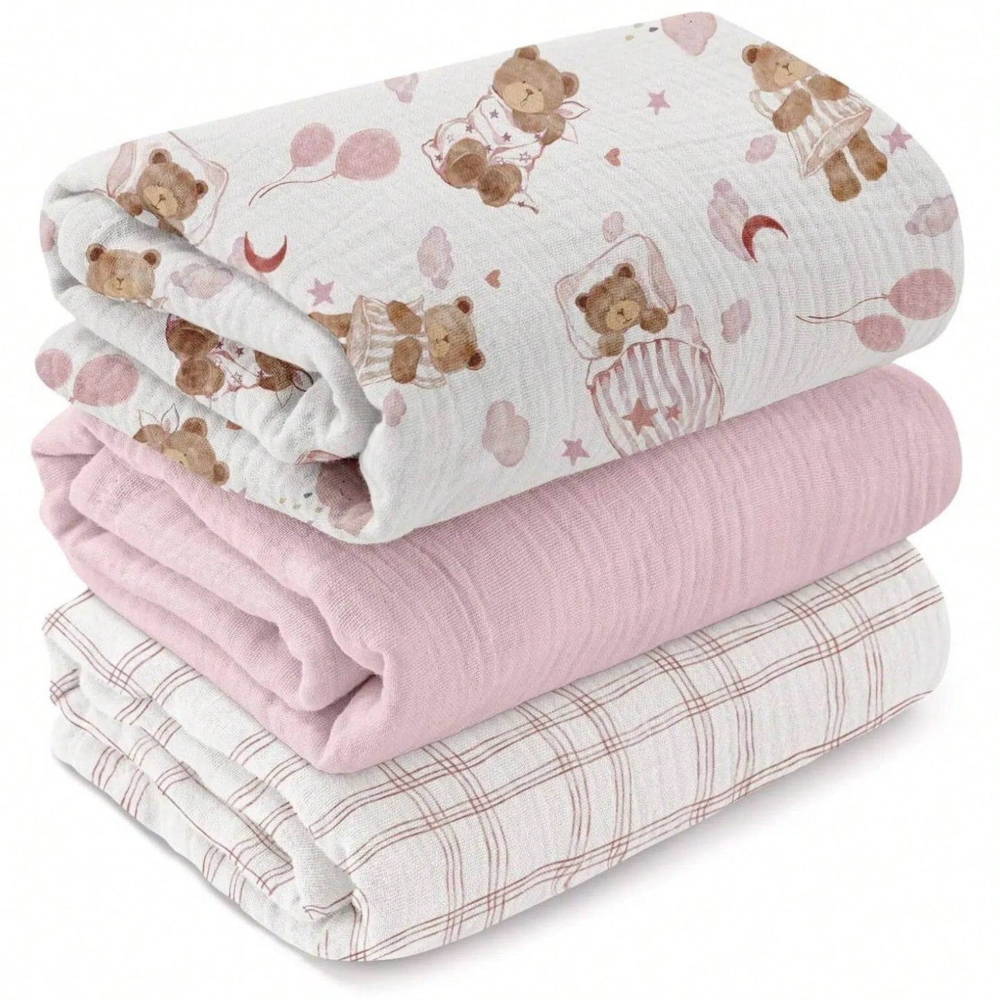 Unisex Baby Muslin Swaddle Blanket, Soft Absorbent Drool Bibs, Multi-Functional Blanket Can Be Used As Burp Cloth, Bib, Diaper, Stroller And Car Seat Cover, Suitable For Baby Boys And Girls, Breathabl