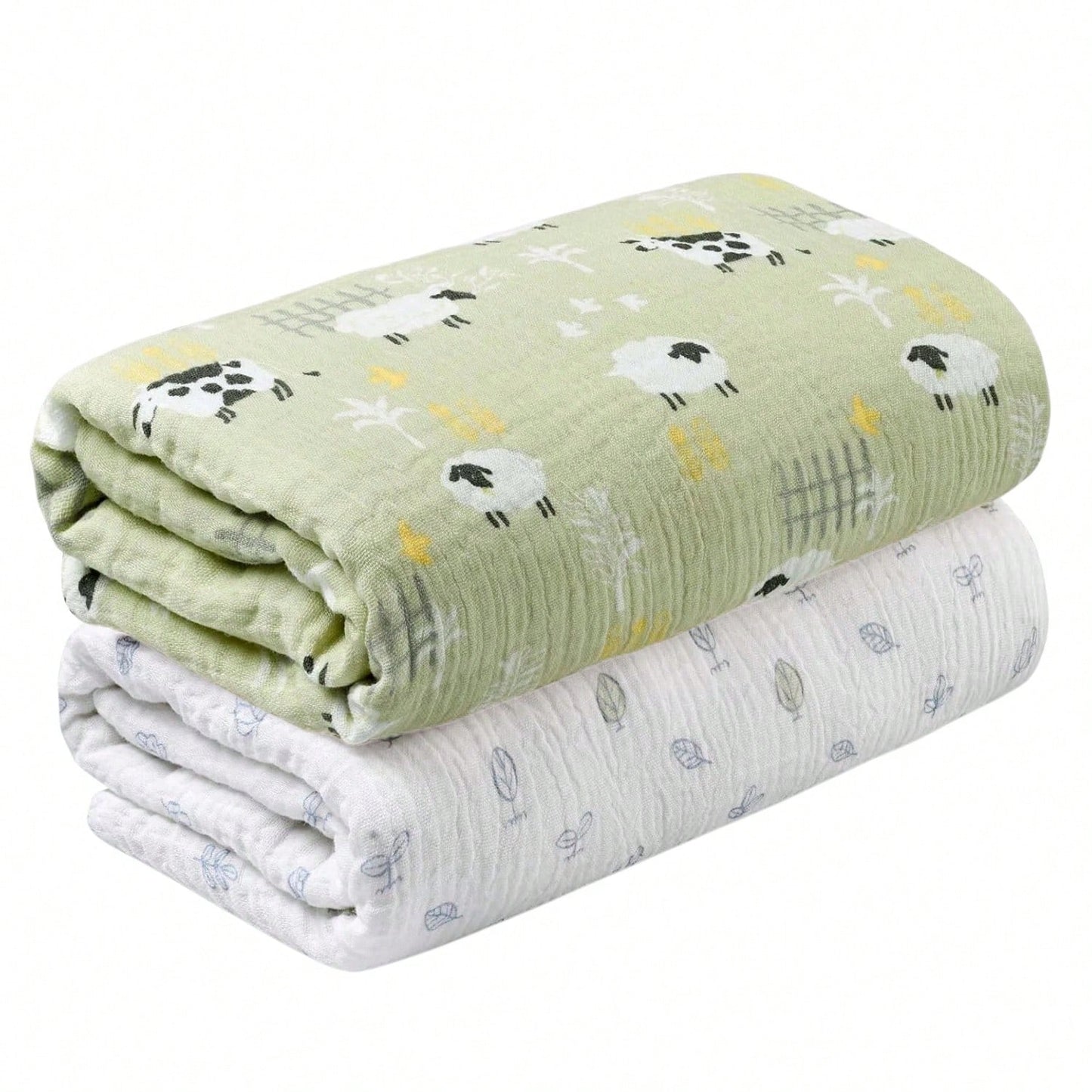 Unisex Baby Muslin Swaddle Blanket, Soft Absorbent Drool Bibs, Multi-Functional Blanket Can Be Used As Burp Cloth, Bib, Diaper, Stroller And Car Seat Cover, Suitable For Baby Boys And Girls, Breathabl