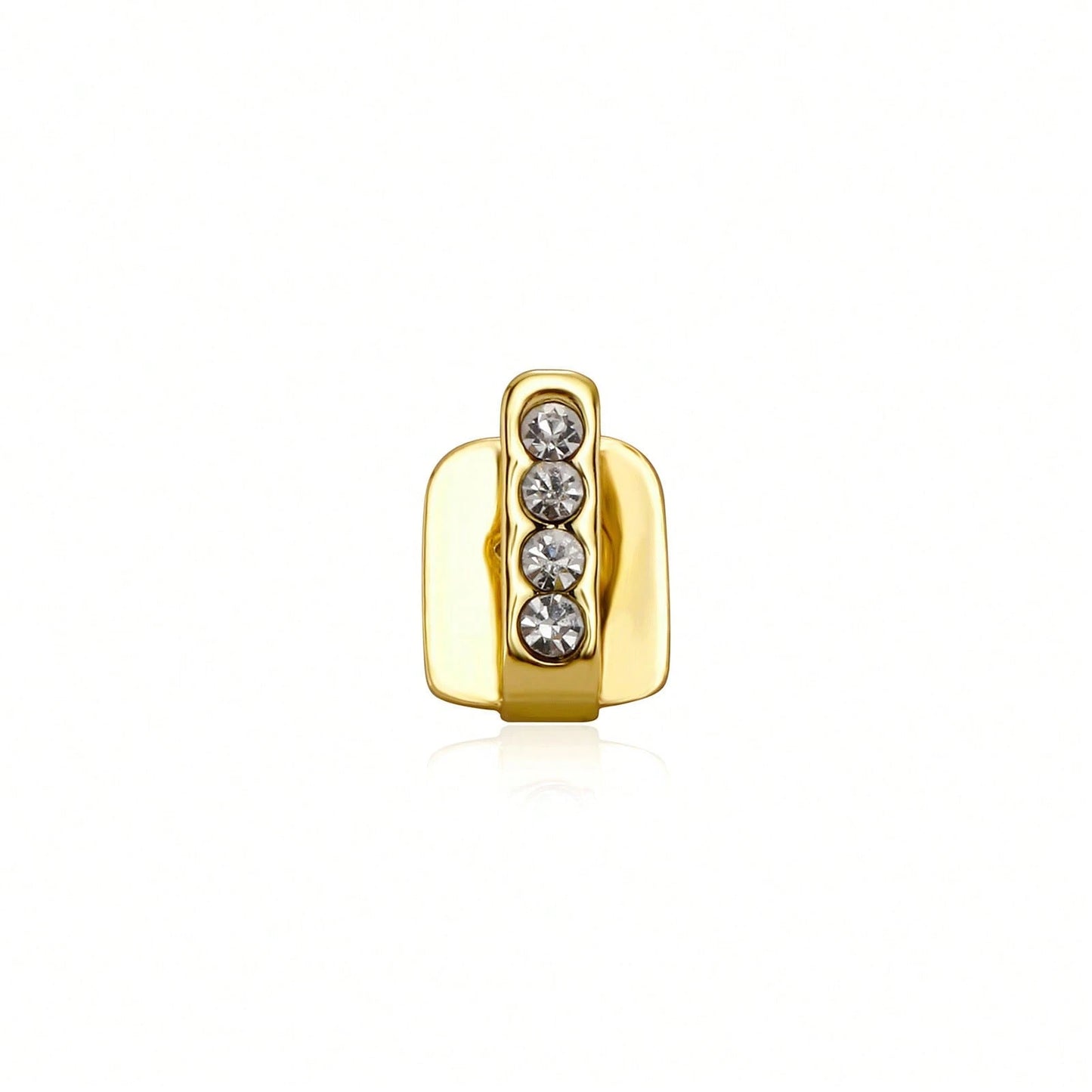 Unisex Gold Tooth Grillz Set, Hollow Heart Shaped With Cubic Zirconia, Suitable For Daily Wear And Valentine's Day Gift, Hip Hop Style