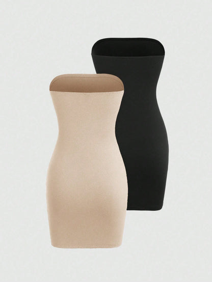 Unity Solid Color Strapless Midi Dress For Women Mini Short Women Outfit