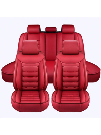Universal 5 Seat Car Cover PU Leather Seat Covers Full Set Waterproof For Car Sedan SUV Truck Front And Rear Seat Cover Protector, C0102
