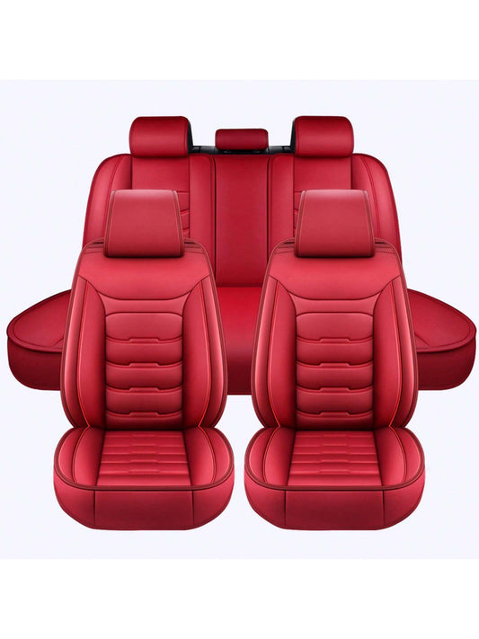 Universal 5 Seat Car Cover PU Leather Seat Covers Full Set Waterproof For Car Sedan SUV Truck Front And Rear Seat Cover Protector, C0102