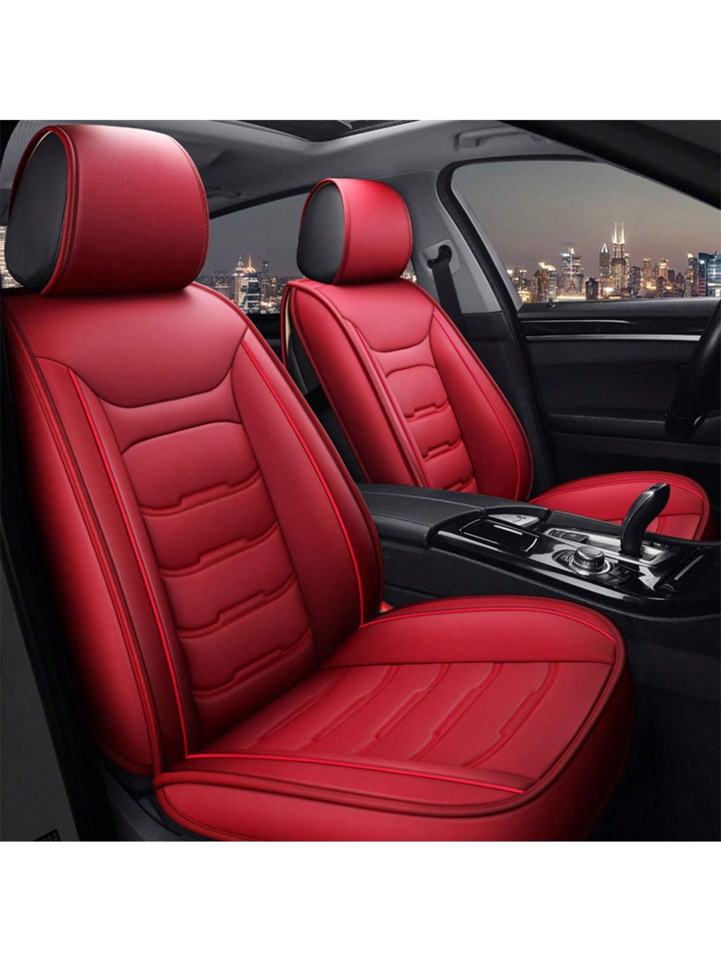 Universal 5 Seat Car Cover PU Leather Seat Covers Full Set Waterproof For Car Sedan SUV Truck Front And Rear Seat Cover Protector, C0102