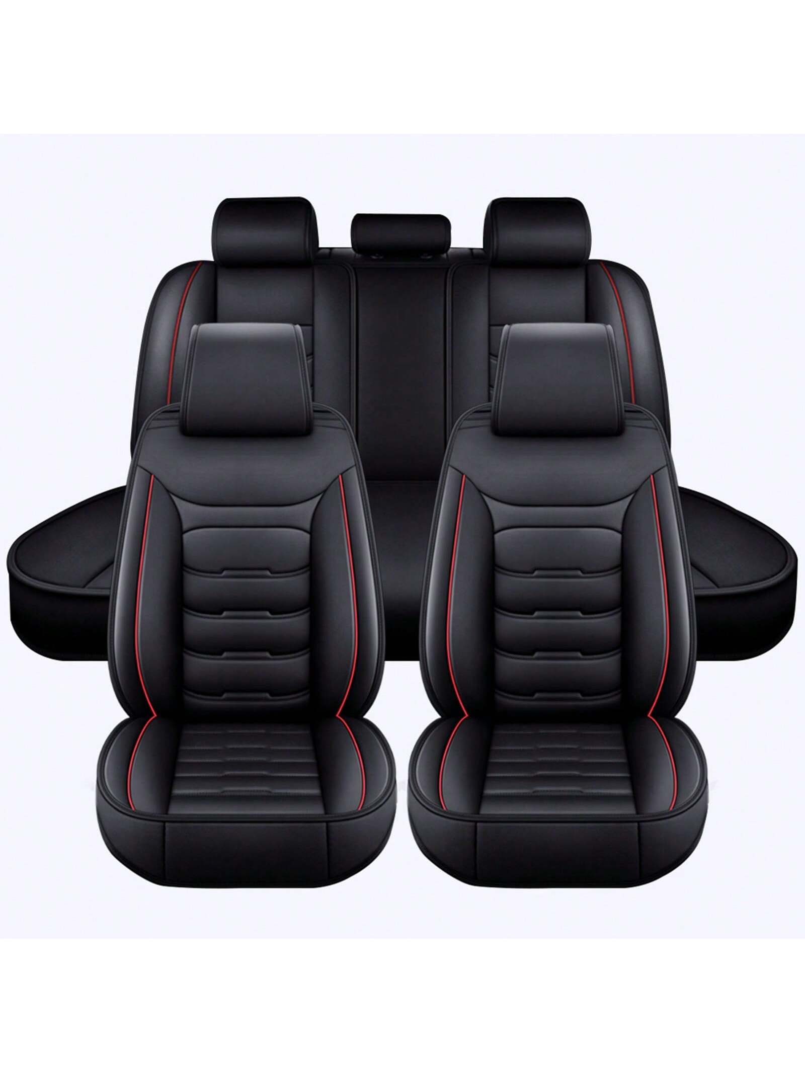 Universal 5 Seat Car Cover PU Leather Seat Covers Full Set Waterproof For Car Sedan SUV Truck Front And Rear Seat Cover Protector, C0102
