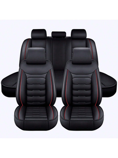 Universal 5 Seat Car Cover PU Leather Seat Covers Full Set Waterproof For Car Sedan SUV Truck Front And Rear Seat Cover Protector, C0102