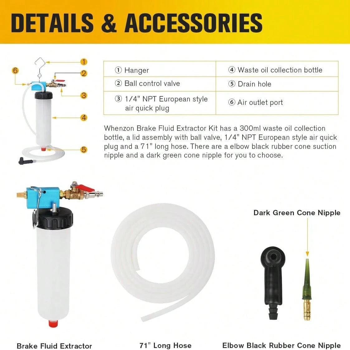 Universal Auto Brake Fluid Extractor, Car Oil Change Tool, Car Brake Fluid Replacement Tool, Vacuum Bleeder Extractor For Car, Motorcycle, Truck, RV, Vehicle