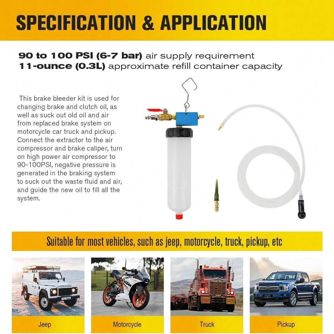 Universal Auto Brake Fluid Extractor, Car Oil Change Tool, Car Brake Fluid Replacement Tool, Vacuum Bleeder Extractor For Car, Motorcycle, Truck, RV, Vehicle