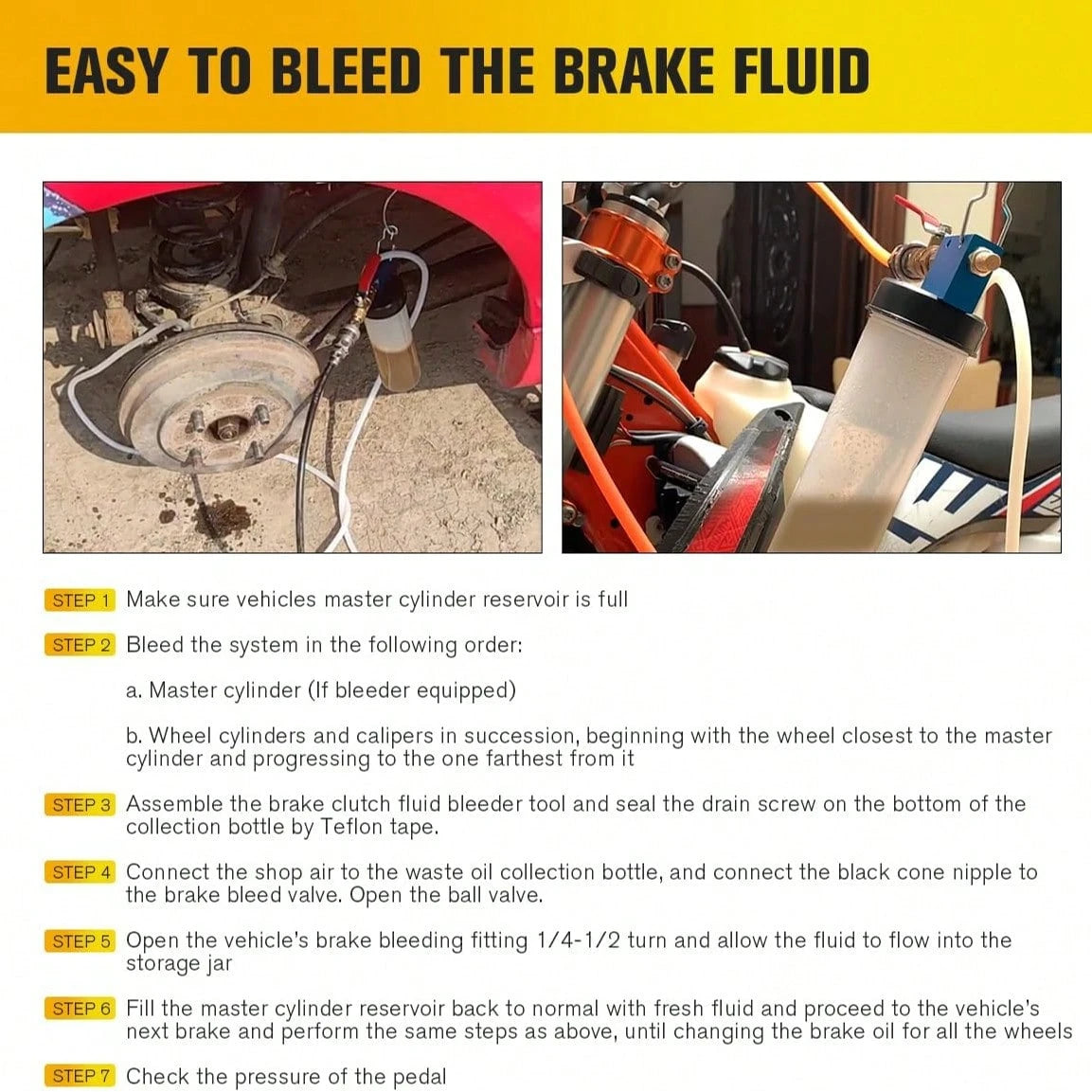 Universal Auto Brake Fluid Extractor, Car Oil Change Tool, Car Brake Fluid Replacement Tool, Vacuum Bleeder Extractor For Car, Motorcycle, Truck, RV, Vehicle