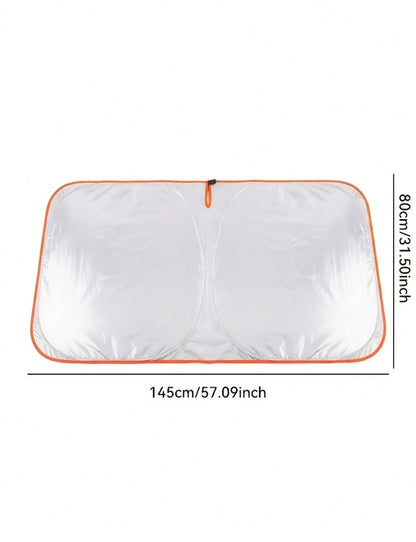 Universal Car Front Windshield Sun Shade, No Drilling Easy Foldable Sun Visor Cover Tent, Full Edge Seamless Fit, High Density Light Blocking Fabric With Reflective Coating, Block Sunlight Protect Car