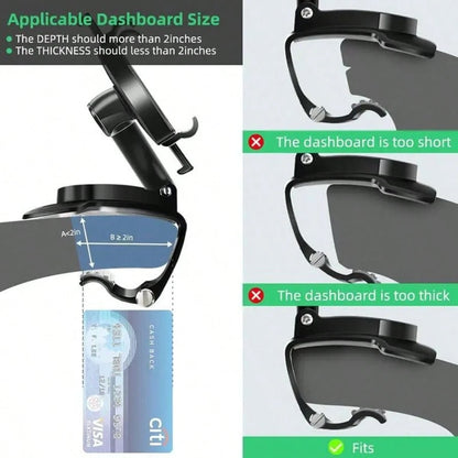 Universal Car Phone Holder Mount 360 Degrees Rotation Dashboard Phone Holder [Upgrade Clip Never Fall] Car Phone Mount For Most Mobile Phone Models