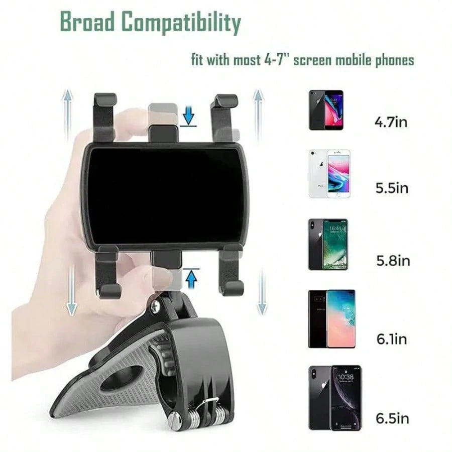 Universal Car Phone Holder Mount 360 Degrees Rotation Dashboard Phone Holder [Upgrade Clip Never Fall] Car Phone Mount For Most Mobile Phone Models