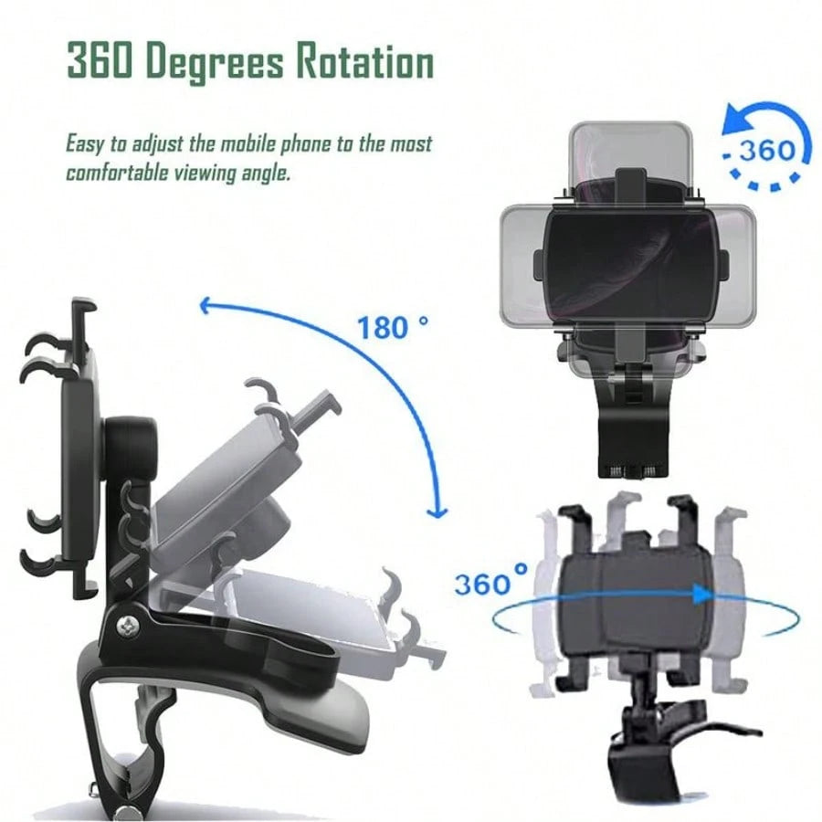 Universal Car Phone Holder Mount 360 Degrees Rotation Dashboard Phone Holder [Upgrade Clip Never Fall] Car Phone Mount For Most Mobile Phone Models