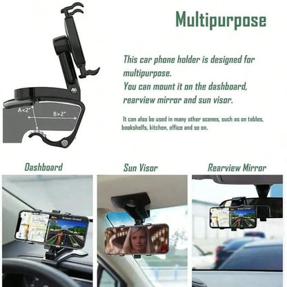 Universal Car Phone Holder Mount 360 Degrees Rotation Dashboard Phone Holder [Upgrade Clip Never Fall] Car Phone Mount For Most Mobile Phone Models